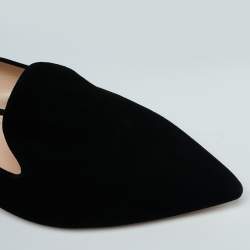 Nicholas Kirkwood Black Suede Casati Faux Pearl Heel Pointed Toe Loafers Size 40