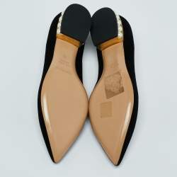 Nicholas Kirkwood Black Suede Casati Faux Pearl Heel Pointed Toe Loafers Size 40