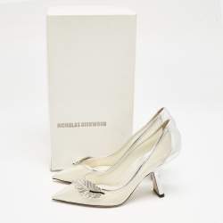 Nicholas Kirkwood Silver Leather and Mesh Monstera Pumps Size 39.5