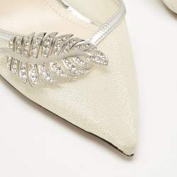 Nicholas Kirkwood Silver Leather and Mesh Monstera Pumps Size 39.5