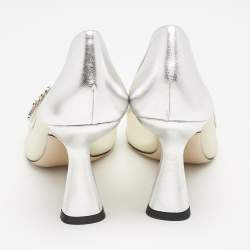 Nicholas Kirkwood Silver Leather and Mesh Monstera Pumps Size 39.5