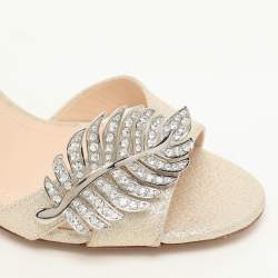 Nicholas Kirkwood Metallic Lurex Monstera Crystal Embellished Sandals Size 38