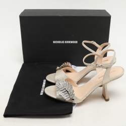Nicholas Kirkwood Metallic Lurex Monstera Crystal Embellished Sandals Size 38