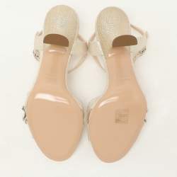Nicholas Kirkwood Metallic Lurex Monstera Crystal Embellished Sandals Size 38