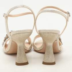 Nicholas Kirkwood Metallic Lurex Monstera Crystal Embellished Sandals Size 38