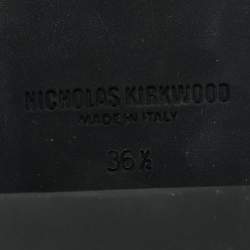 Pre Owned Nicholas Kirkwood Navy Blue Velvet Pearl Embellish Loafers Size 36.5