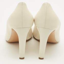 Pre Owned Nicholas Kirkwood Size 41 Cream Leather Pearl Embellished Pointed Toe Pumps