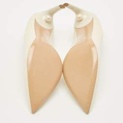 Pre Owned Nicholas Kirkwood Size 41 Cream Leather Pearl Embellished Pointed Toe Pumps