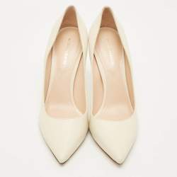 Pre Owned Nicholas Kirkwood Size 41 Cream Leather Pearl Embellished Pointed Toe Pumps