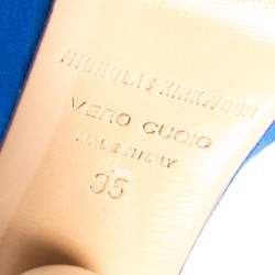 Pre Owned Nicholas Kirkwood Black/Blue Suede Maya Pearl Platform Ankle Strap Sandals Size 35