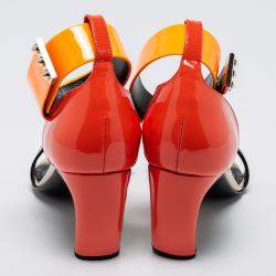 Pre Owned Nicholas Kirkwood Tricolor Patent Leather Ankle Cuff Sandals Size 36.5