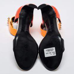 Pre Owned Nicholas Kirkwood Tricolor Patent Leather Ankle Cuff Sandals Size 36.5