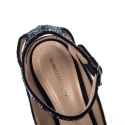Pre Owned Nicholas Kirkwood Blue Sequins Lola Pearl Embellished Ankle Strap Sandals Size 40
