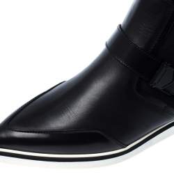 Nicholas Kirkwood Black Leather And Stretch Fabric Pointed Toe Boots Size 41