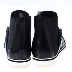 Nicholas Kirkwood Black Leather And Stretch Fabric Pointed Toe Boots Size 41
