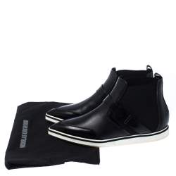 Nicholas Kirkwood Black Leather And Stretch Fabric Pointed Toe Boots Size 41