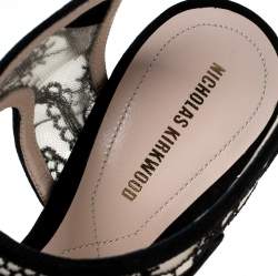 Pre Owned Nicholas Kirkwood Black Lace And Suede Leda Ankle Strap Sandals Size 38