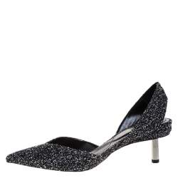 Pre Owned Nicholas Kirkwood Black/White Tweed Fabric Polly Bouclé Slingback Pointed Toe Sandals Size 41