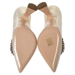 Pre Owned حذاء كعب عالي نيكولاس كيركورد "مونستيرا" بمقدمة مدببة قماش غليتر ذهبي ميتاليك مقاس 38