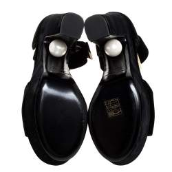 Nicholas Kirkwood Black Velvet Pearl Embellished Ankle Cuff Platform Sandals Size 38