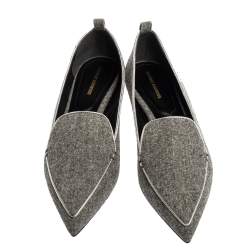 Pre Owned Nicholas Kirkwood Grey Felt Fabric Beya Pointed Toe Flats Size 40