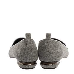 Pre Owned Nicholas Kirkwood Grey Felt Fabric Beya Pointed Toe Flats Size 40