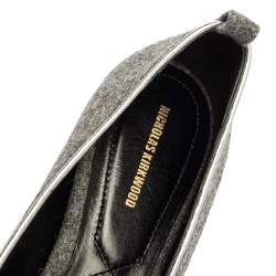 Pre Owned Nicholas Kirkwood Grey Felt Fabric Beya Pointed Toe Flats Size 40