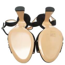 Pre Owned Nicholas Kirkwood Black Suede Monstera Crystal Embellished Sandals Size 39