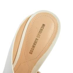 Nicholas Kirkwood White Leather Mira Pointed Toe Mules Size 38