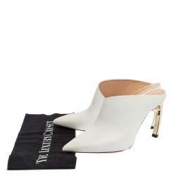Nicholas Kirkwood White Leather Mira Pointed Toe Mules Size 38