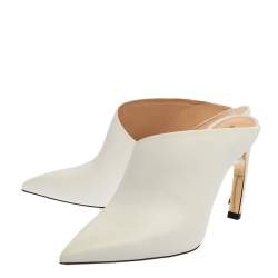 Nicholas Kirkwood White Leather Mira Pointed Toe Mules Size 38
