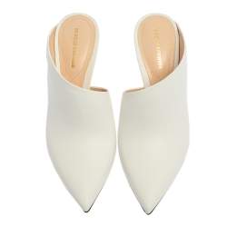 Nicholas Kirkwood White Leather Mira Pointed Toe Mules Size 38