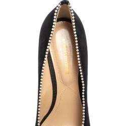 Pre Owned Nicholas Kirkwood Black Suede Pearl Embellished Pointed Toe Pumps Size 39.5