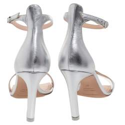 Pre Owned Nicholas Kirkwood Silver Leather Mira Pearl Embellished Ankle Strap Sandals Size 37