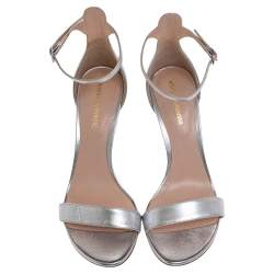 Pre Owned Nicholas Kirkwood Silver Leather Mira Pearl Embellished Ankle Strap Sandals Size 37