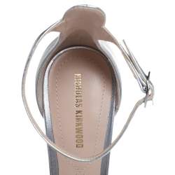 Pre Owned Nicholas Kirkwood Silver Leather Mira Pearl Embellished Ankle Strap Sandals Size 37