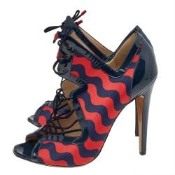 Nicholas Kirkwood Multicolor Canvas And Patent Leather Cut Out Strappy Sandals Size 40.5