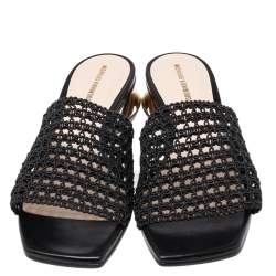 Nicholas Kirkwood Black Woven Fabric Alba Mule Sandals Size 38