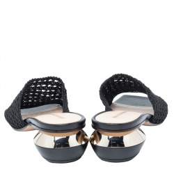 Nicholas Kirkwood Black Woven Fabric Alba Mule Sandals Size 38
