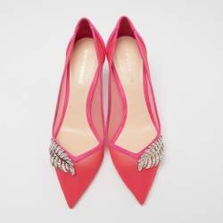 Pre Owned Nicholas Kirkwood Pink Mesh And Suede Monstera Pumps Size 38.5