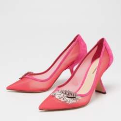 Pre Owned Nicholas Kirkwood Pink Mesh And Suede Monstera Pumps Size 38.5