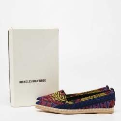 Nicholas Kirkwood Multicolor Embroidered Fabric Mexican Pointed Toe Espadrille Flats Size 38 