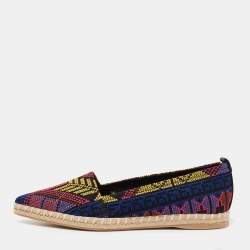 Nicholas Kirkwood Multicolor Embroidered Fabric Mexican Pointed Toe Espadrille Flats Size 38 