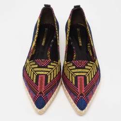 Nicholas Kirkwood Multicolor Embroidered Fabric Mexican Pointed Toe Espadrille Flats Size 38 