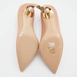 Pre Owned Nicholas Kirkwood Beige Leather Pearl Embellished Pointed Toe Pumps Size 36