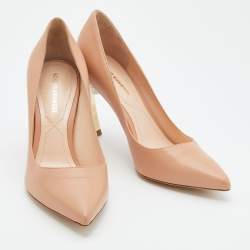 Pre Owned Nicholas Kirkwood Beige Leather Pearl Embellished Pointed Toe Pumps Size 36