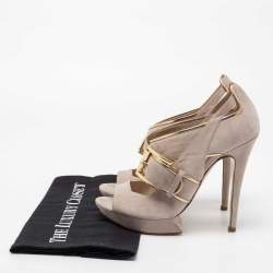 Nicholas Kirkwood Grey Suede Open Toe Platform Sandals Size 38