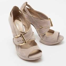 Nicholas Kirkwood Grey Suede Open Toe Platform Sandals Size 38