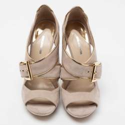 Nicholas Kirkwood Grey Suede Open Toe Platform Sandals Size 38