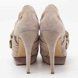Nicholas Kirkwood Grey Suede Open Toe Platform Sandals Size 38